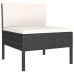 Set de muebles de jardín 6 pzas y cojines ratán sintético negro