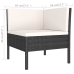 Set de muebles de jardín 6 pzas y cojines ratán sintético negro