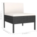 Set de muebles de jardín 6 pzas y cojines ratán sintético negro
