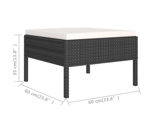Set de muebles de jardín 6 pzas y cojines ratán sintético negro