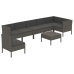 Set de muebles de jardín 8 pzas y cojines ratán sintético gris