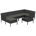 Set de muebles de jardín 7 pzas y cojines ratán sintético negro
