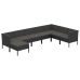 Set de muebles de jardín 8 pzas y cojines ratán sintético negro