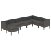 Set de muebles de jardín 8 pzas y cojines ratán sintético gris