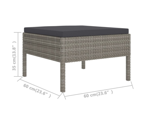 Set de muebles de jardín 8 pzas y cojines ratán sintético gris