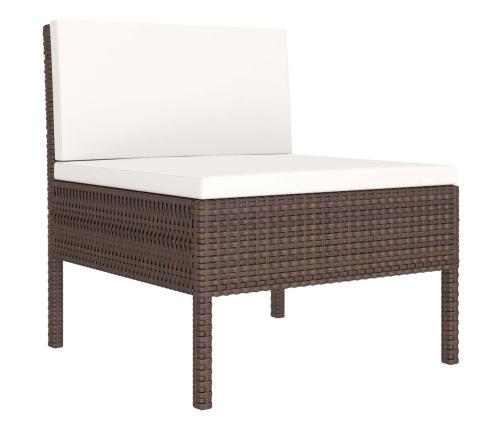Set muebles de jardín 9 pzas y cojines ratán sintético marrón