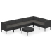 Set de muebles de jardín 8 pzas y cojines ratán sintético negro