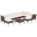 Set muebles de jardín 10 pzas y cojines ratán sintético marrón