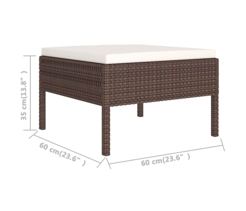 Set muebles de jardín 10 pzas y cojines ratán sintético marrón