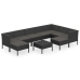 Set de muebles de jardín 10 pzas cojines ratán sintético negro