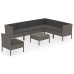 Set de muebles de jardín 8 pzas y cojines ratán sintético gris