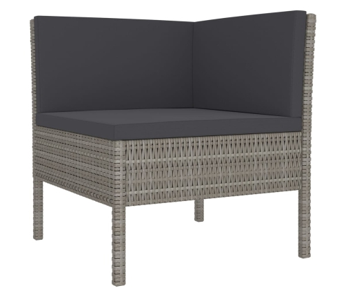 Set de muebles de jardín 8 pzas y cojines ratán sintético gris