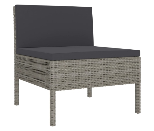 Set de muebles de jardín 8 pzas y cojines ratán sintético gris