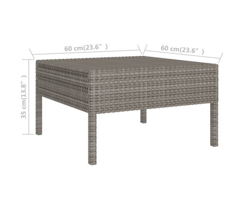Set de muebles de jardín 8 pzas y cojines ratán sintético gris