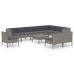 Set de muebles de jardín 11 pzas y cojines ratán sintético gris