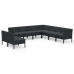 Set de muebles de jardín 9 pzas cojines ratán sintético negro