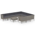 Set de muebles de jardín 11 pzas y cojines ratán sintético gris