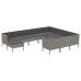 Set de muebles de jardín 11 pzas y cojines ratán sintético gris