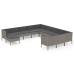 Set de muebles de jardín 12 pzas y cojines ratán sintético gris
