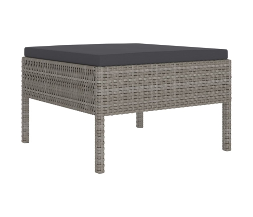 Set de muebles de jardín 12 pzas y cojines ratán sintético gris