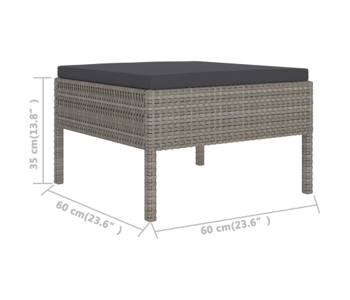 Set de muebles de jardín 12 pzas y cojines ratán sintético gris