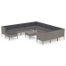 Set de muebles de jardín 13 pzas y cojines ratán sintético gris