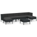Set de muebles de jardín 8 pzas y cojines ratán sintético negro
