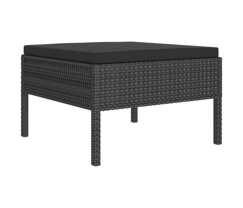 Set de muebles de jardín 8 pzas y cojines ratán sintético negro