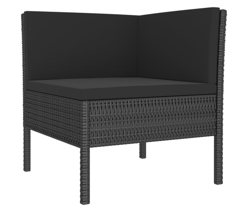 Set de muebles de jardín 8 pzas y cojines ratán sintético negro