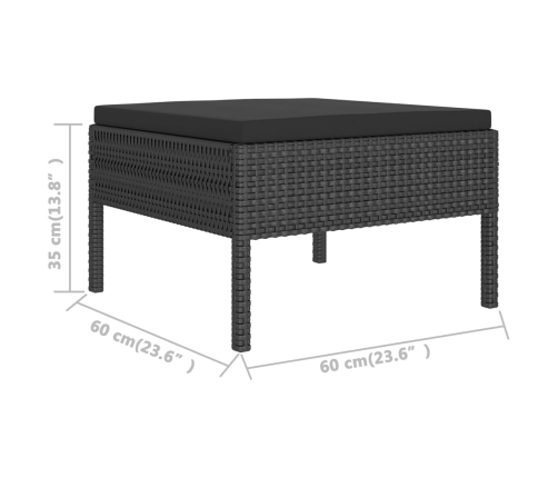 Set de muebles de jardín 8 pzas y cojines ratán sintético negro