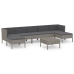 Set de muebles de jardín 8 pzas y cojines ratán sintético gris