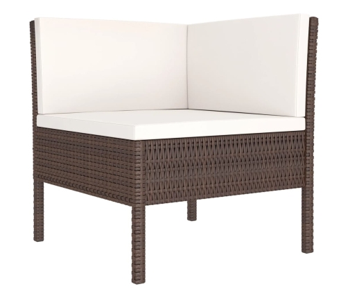 Set muebles de jardín 9 pzas y cojines ratán sintético marrón