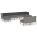 Set de muebles de jardín 9 pzas y cojines ratán sintético gris