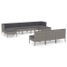 Set de muebles de jardín 10 pzas y cojines ratán sintético gris
