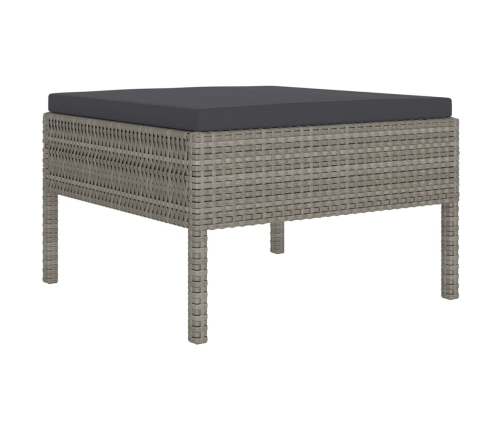 Set de muebles de jardín 10 pzas y cojines ratán sintético gris