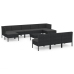 Set muebles de jardín 11 pzas y cojines ratán sintético negro