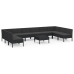 Set de muebles de jardín 11 pzas cojines ratán sintético negro