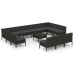 Set de muebles de jardín 14 pzas cojines ratán sintético negro