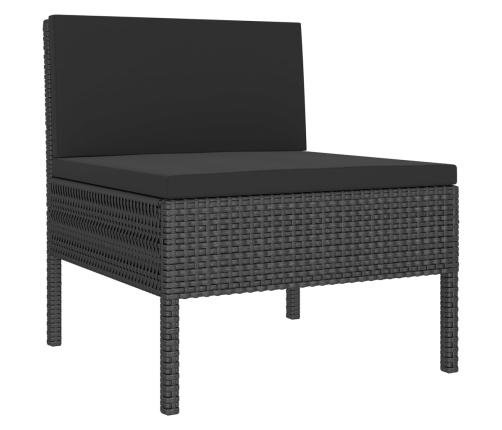 Set de muebles de jardín 14 pzas cojines ratán sintético negro