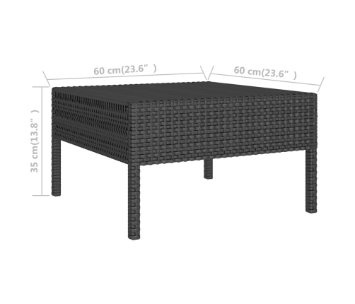 Set de muebles de jardín 14 pzas cojines ratán sintético negro