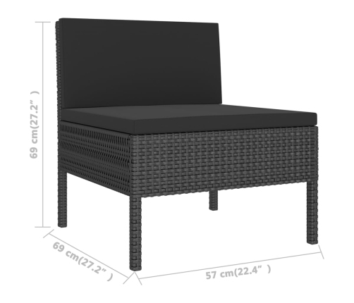 Set de muebles de jardín 14 pzas cojines ratán sintético negro