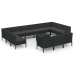 Set de muebles de jardín 14 pzas cojines ratán sintético negro