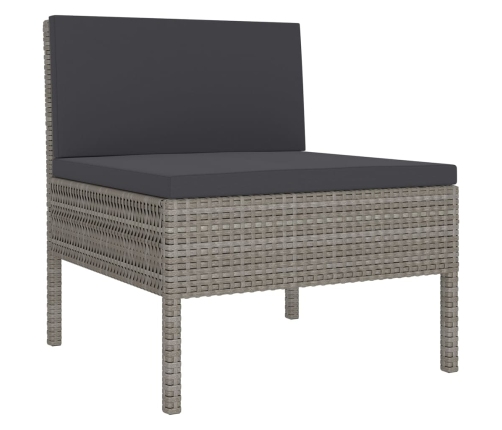 Set de muebles de jardín 11 pzas y cojines ratán sintético gris