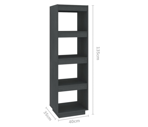 Estantería/divisor de espacios madera de pino gris 40x35x135 cm