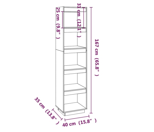 vidaXL Estantería/divisor de espacios madera pino blanco 40x35x167 cm