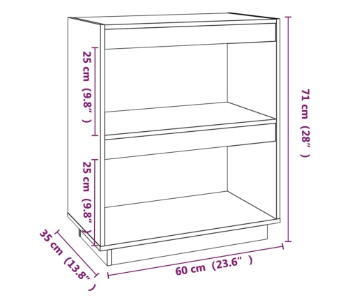 vidaXL Estantería madera maciza de pino 60x35x71 cm