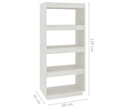 Estantería/divisor de espacios madera pino blanco 60x35x135 cm