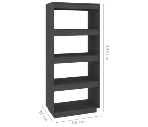 Estantería/divisor de espacios madera de pino gris 60x35x135 cm