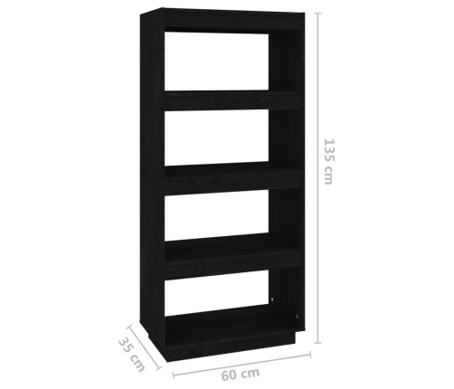 vidaXL Estantería/divisor de espacios madera pino negro 60x35x135 cm