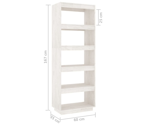 vidaXL Estantería/divisor de espacios madera pino blanco 60x35x167 cm
